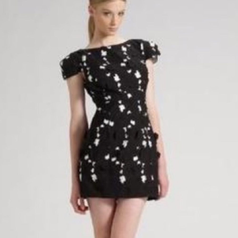 Tibi New York Black White Floral Low Back Statement Dress